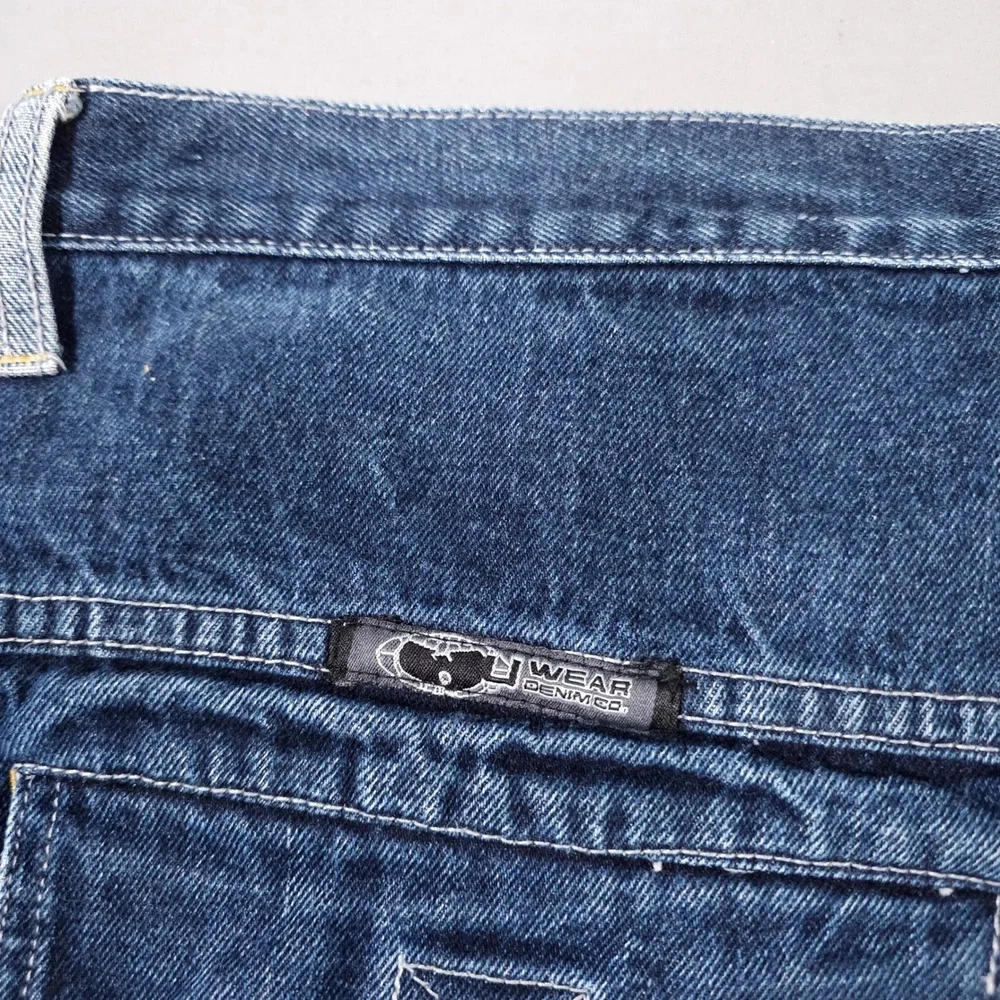 Wu Wear Jeans Mens 38x32 (Fits 37x30)‎ Blue Baggy 90s Hip Hop Streetwear Denim